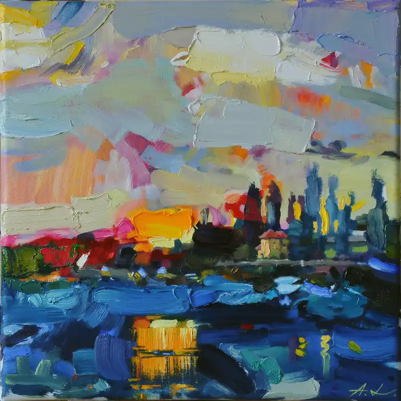 A. Larrett: "Frühlingshochwasser - 13", Pleinairmalerei in Öl, Original/Unikat Neu