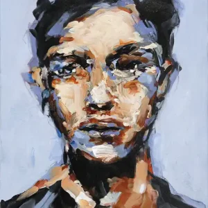 J.J. Piezanowski: Quoi qu'il en soit, neoexpressionistisches Porträt, Original/Unikat Rabatt