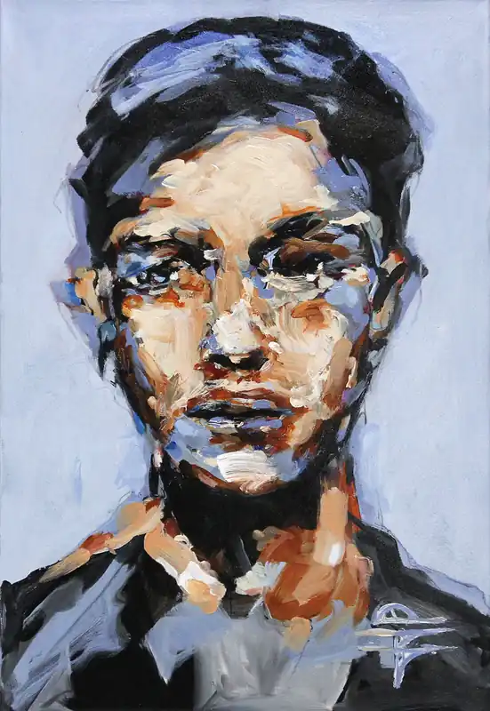 J.J. Piezanowski: Quoi qu'il en soit, neoexpressionistisches Porträt, Original/Unikat Rabatt