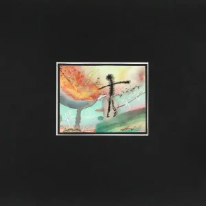 Kostenfreie Lieferung A. Larrett: Das Spiel mit Feuer, Tempera auf leinkaschiertem Papier, Original (Unikat)