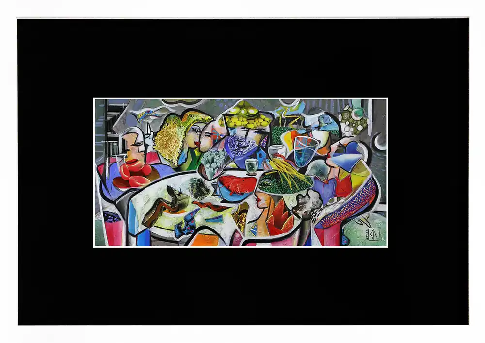 Fineartprint auf Papier, signiert, K. Namazi: "Genussabend", Limitierte Edition, Nr. 2/150 Top-Seller