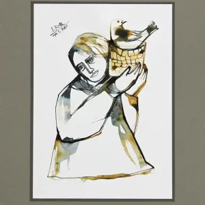L. Roth: "Im Nest IV". originale Grafik/Zeichnung (Unikat) Nur Heute