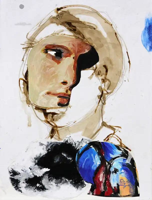 J.J. Piezanowski: "Ne dis rien", neoexpressionistisches Porträt, Original/Unikat Garantierte Lieferung