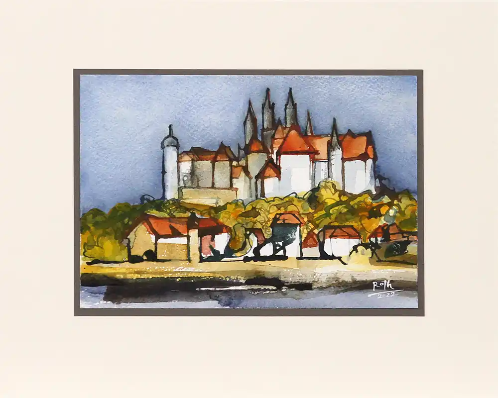 L. Roth: "Meißen", originale Grafik/Zeichnung (Unikat) Sofort Bestellen
