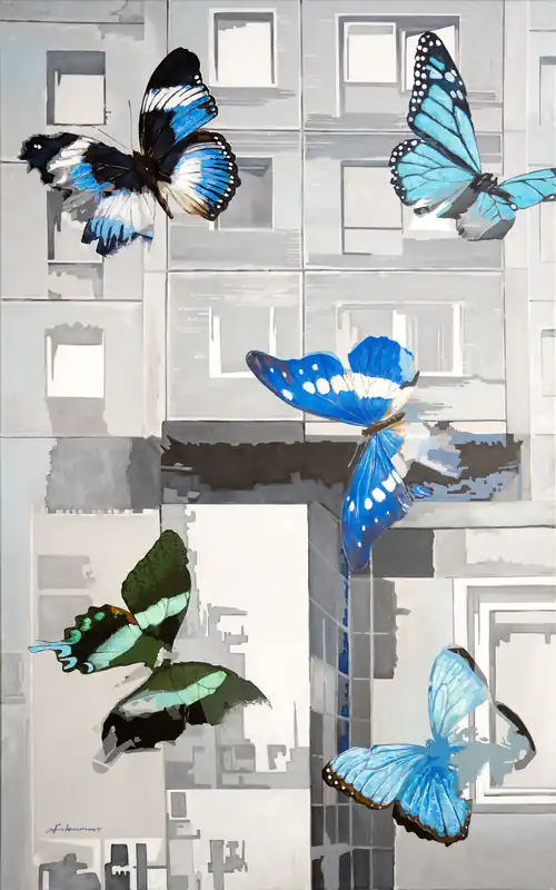 U. Fehrmann: "Lepidoptera (Metamorphose), Schmetterlinge", Originalgemälde (Unikat) Neu Im Sortiment