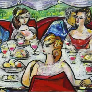 Acrylgemälde , K. Namazi: "Dinner with Friends V", (Original/Unikat) Garantierte Lieferung