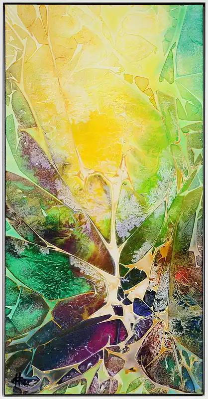 Ausverkauf G. Hung: "Nature Rising I", gerahmtes Originalgemälde (Unikat)