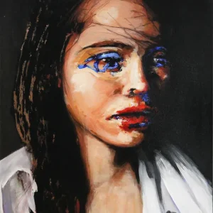 J.J. Piezanowski: "Les yeux d'Elaine", neoexpressionistisches Porträt, Original/Unikat Neu
