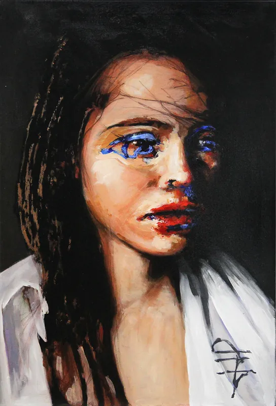 J.J. Piezanowski: "Les yeux d'Elaine", neoexpressionistisches Porträt, Original/Unikat Neu