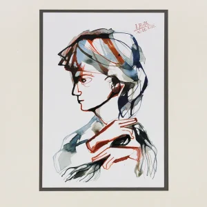 Letzte Chance L. Roth: "Haare flechten". originale Grafik/Zeichnung (Unikat)