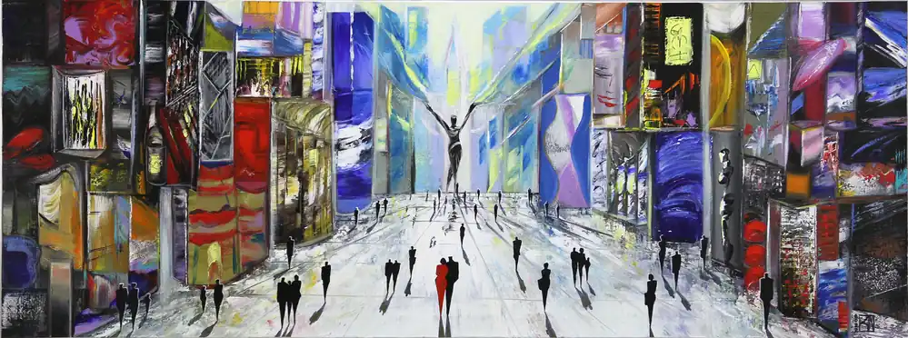 Acrylgemälde , K. Namazi: "Stadt der Superlative I", Original/ Unikat Echt