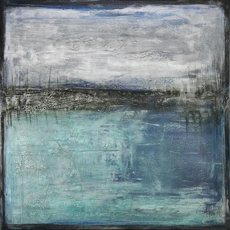 Neu A. Freymuth: "Am Wasser entlang", Acrylmalerei abstrakt, Originalgemälde/ Unikat