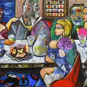 Markenprodukt Kunstdruck, signiert, K. Namazi: "Dinner with Friends IV" - Edition, Nr. 3/100