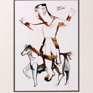 Preisknaller L. Roth: "Furchtloser Reiter". originale Grafik/Zeichnung (Unikat)