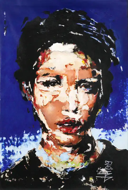 J.J. Piezanowski: "Se perdre au jeu", neoexpressionistisches Porträt, Original/Unikat Garantierte Lieferung