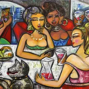 Kunstdruck, signiert, K. Namazi: "Ladies Night I", Edition, Nr. 1/100 Angebot