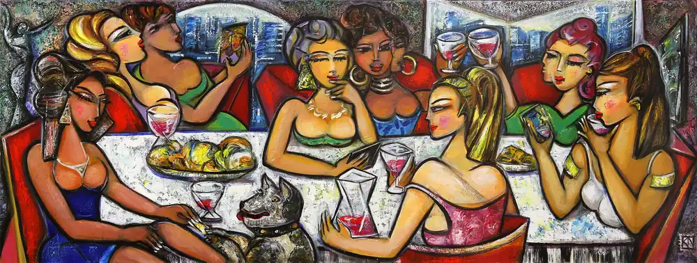 Kunstdruck, signiert, K. Namazi: "Ladies Night I", Edition, Nr. 1/100 Angebot