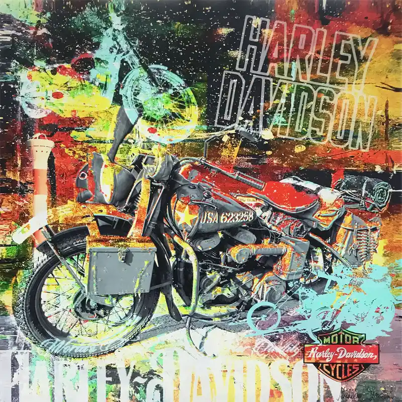 H. Mühlbauer-Gardemin: "Harley", Moderne Pop Art, Original/serielles Unikat Kostenloser Versand