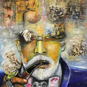 Kostenfreie Lieferung Unikat, modernes Gemälde, K. Namazi: "The World in my Head", Original