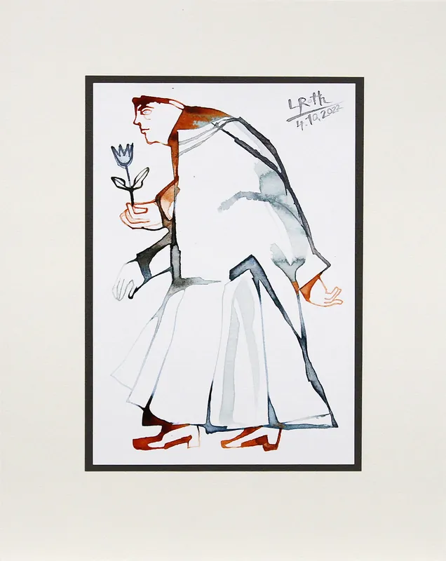 L. Roth: "Dreihändig". originale Grafik/Zeichnung (Unikat) Kostenloser Versand