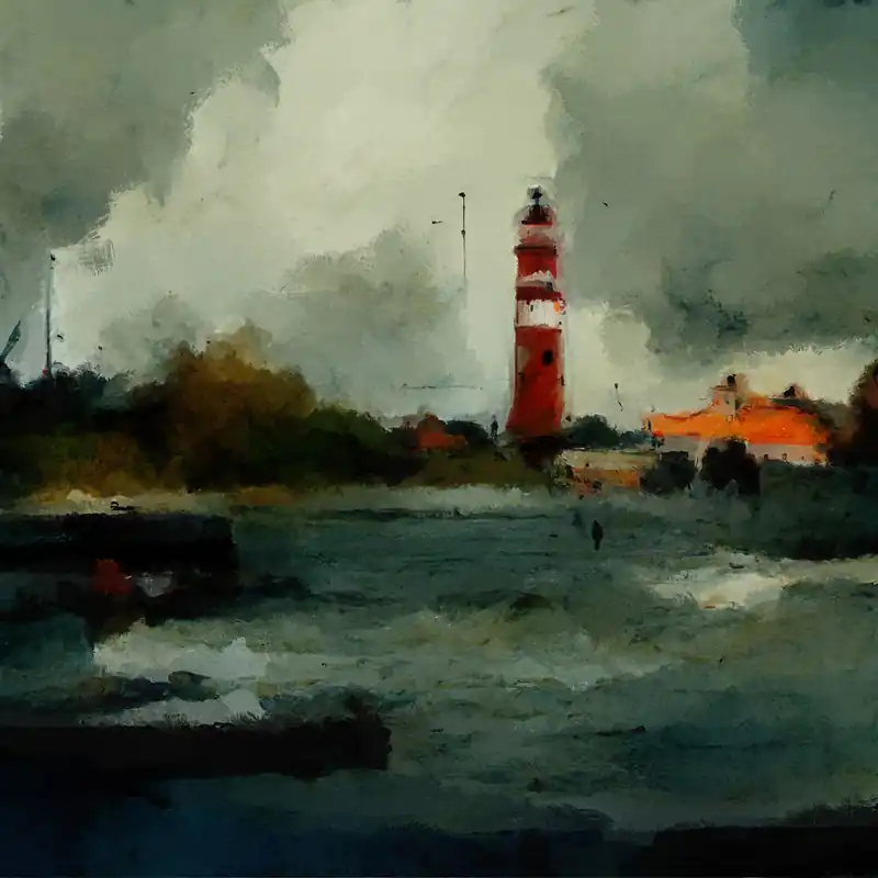 Top-Preis H. Mühlbauer-Gardemin: "Leuchtturm im Hafen", Moderne Pop Art, Original/serielles Unikat