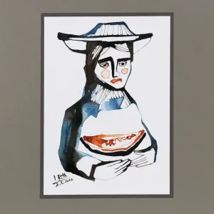 Meistverkauft L. Roth: "Die Melonenesserin", originale Grafik / Zeichnung (Unikat)