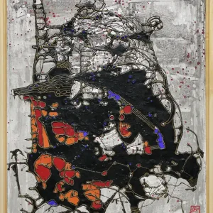 Neuheit C. Blechschmidt: "Froschliebe in Paris", Original/Unikat, zeitgenössisches Acrylgemälde