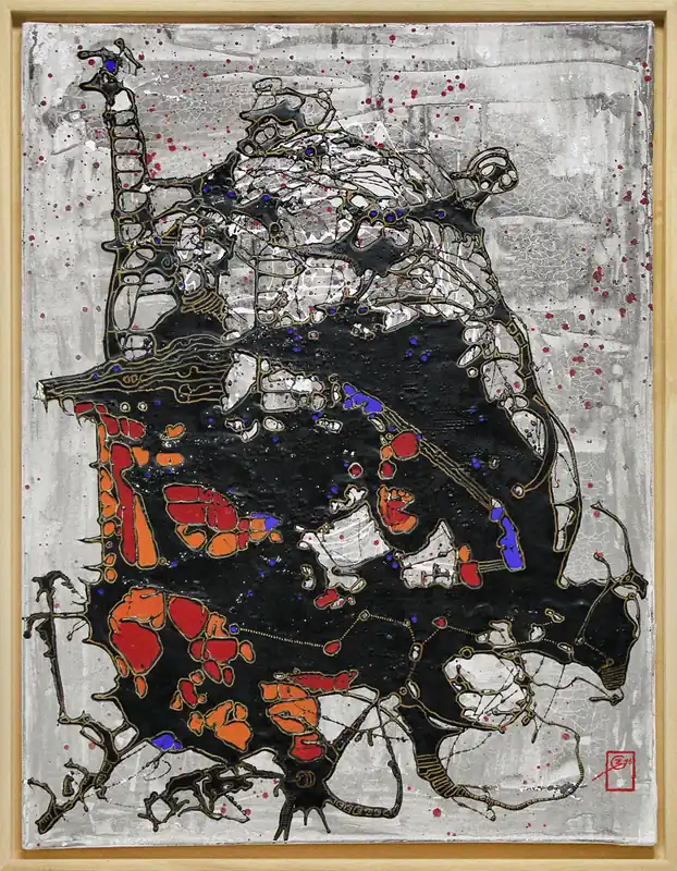 Neuheit C. Blechschmidt: "Froschliebe in Paris", Original/Unikat, zeitgenössisches Acrylgemälde