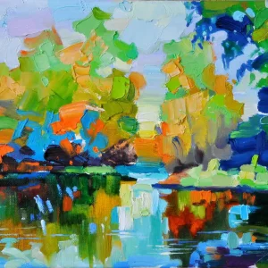 A. Larrett: "Frühlingshochwasser-10", Pleinairmalerei in Öl, Original/Unikat Top-Seller