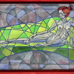 Schnäppchen C. Blechschmidt: "Grünes Sofa", Original/Unikat, zeitgenössisches Ölgemälde