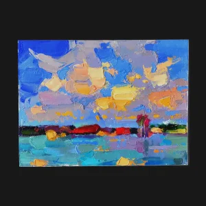 A. Larrett: "Frühlingshochwasser - 9", Acryl auf leinkaschiertem Papier, Original (Unikat) Preisknaller