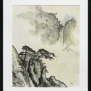 Acrylbild auf Papier, C. Blechschmidt: "Japanische Landschaft", Original/Unikat Abverkauf