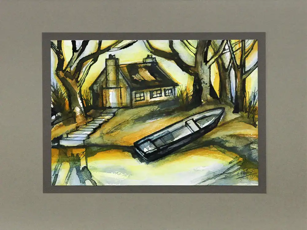 L. Roth: "Haus am See". originale Grafik/Zeichnung (Unikat) Aktuell