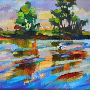 A. Larrett: "Frühlingshochwasser 12", Pleinairmalerei in Öl, Original/Unikat Sofort Bestellen