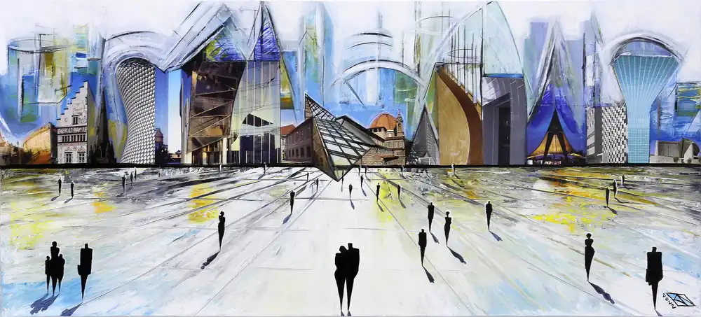 K. Namazi: "Virtuelle Fassaden III", signierter Kunstdruck, Edition, Nr. 1/100 Rabatt
