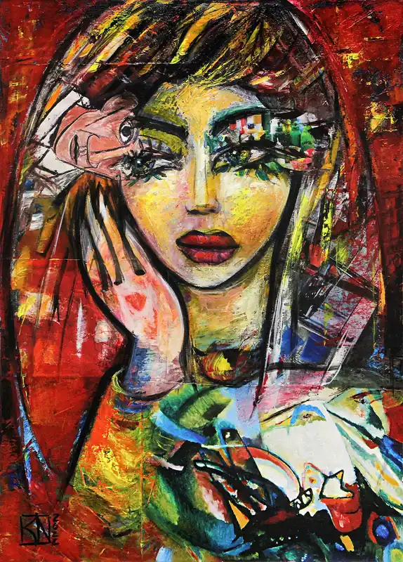 Super-Preis K. Namazi: "Sehnsucht im Blick I", moderne Originalkunst (Unikat)