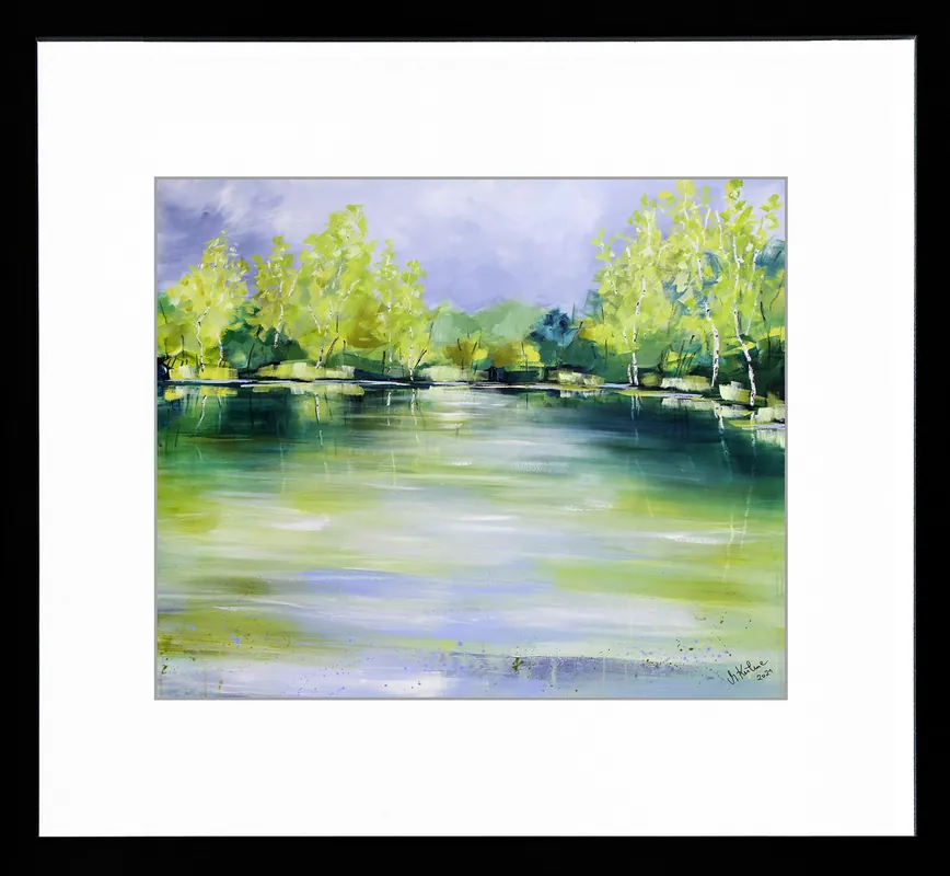 Limitierte Edition auf Papier, M. Kühne: "Frühlingstag am See", signierter Fineartprint, Nr. 2/150 Preis Gesenkt