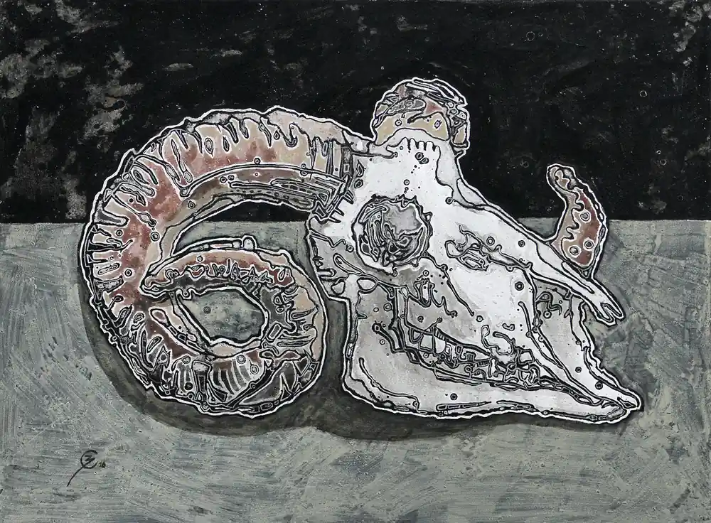 C. Blechschmidt: "Schädel innen Wund", Original/Unikat, zeitgenössisches Acrylgemälde Neu Im Sortiment