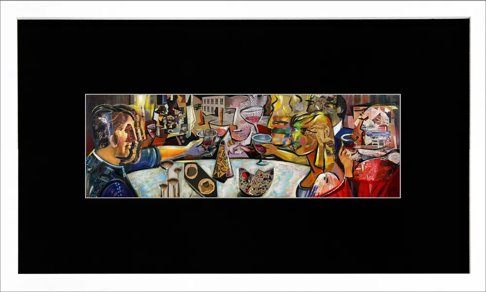 Limitierte Edition auf Papier, K. Namazi: "Drink with Friends", signierter Fineartprint, Nr. 3/150 Preis Gesenkt