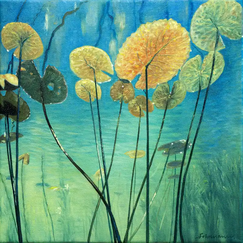 U. Fehrmann: "Seerosen IV", Edition, signierter Kunstdruck auf Leinwand Billig
