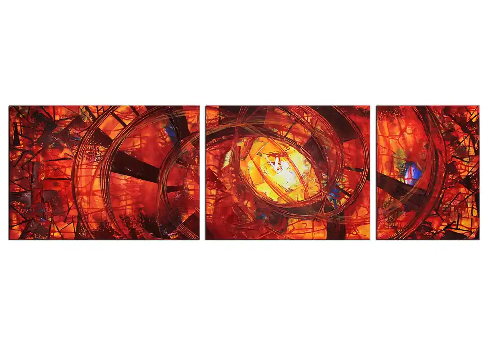 R. König: "Liquid Red VII", mehrteilige Acrylbilder, Originalgemälde (Unikat) Nur Heute