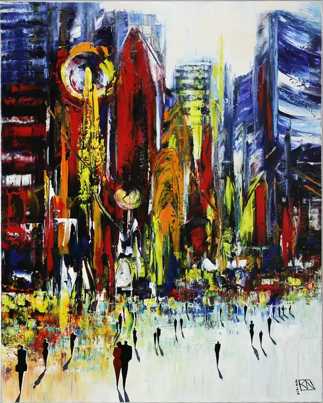 K. Namazi: "Megacity I", originales Acrylgemälde (Unikat) Kostenloser Versand