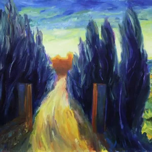 Saisonangebot M. Cieśla: "Landschaft, Toskana XI", Expressionistisches Ölgemälde, Original/Unikat