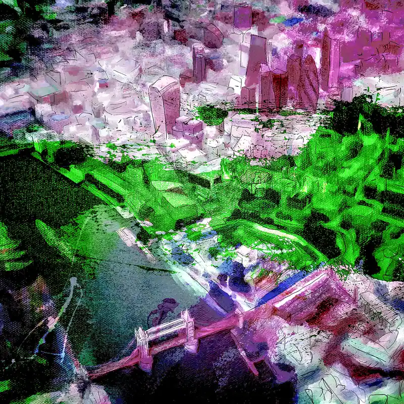 H. Mühlbauer-Gardemin: "London im Jahr 2021", Moderne Pop Art, Original/serielles Unikat (A) Abverkauf