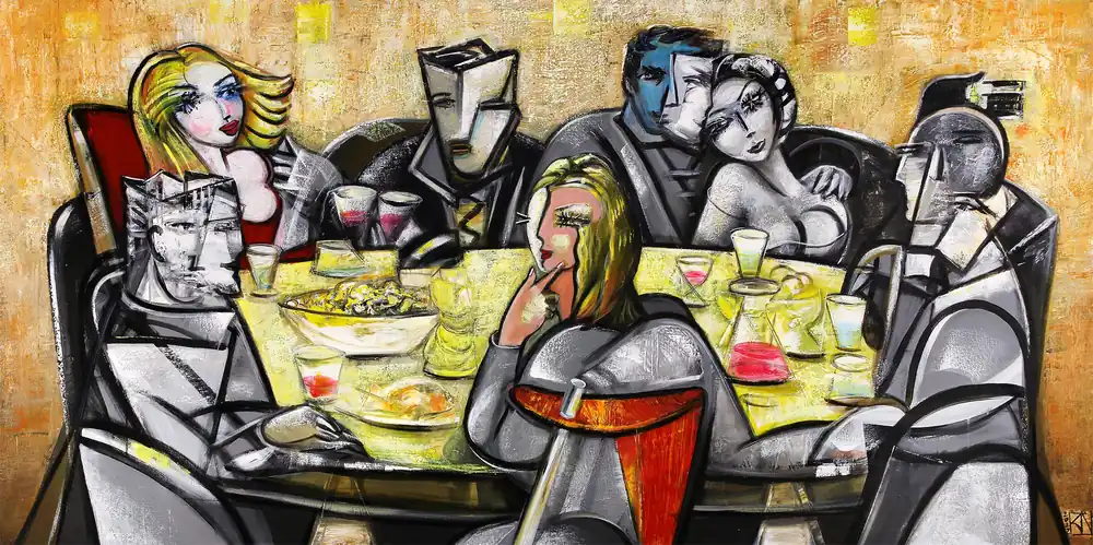 K. Namazi: "Drinking with Friends XL", Edition, signierter Kunstdruck, Nr. 1/100 Saisonangebot