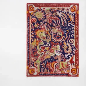F.O. Haake: "Paradies I - Blatt 09/12", originale Grafik/serielles Unikat, mehrfarbiger Linoldruck Letzte Chance