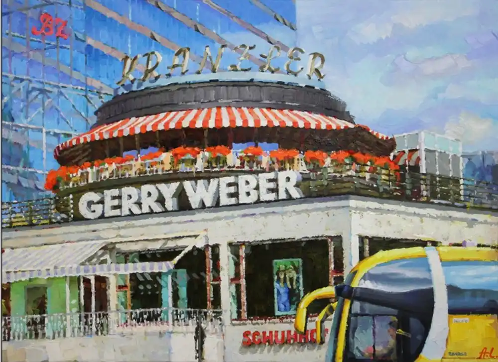 Finale Aktion Ölgemälde, Andy Larrett: "BERLIN.KRANZLER ECK", Originalgemälde (Unikat)
