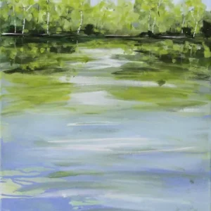 M.Kühne: "Frühlingstag am See II", modernes Originalgemälde (Unikat) Markenprodukt