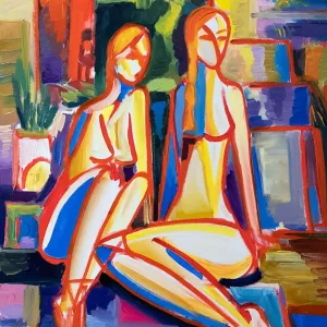 Günstig M. Cieśla: "Mädchen im Studio III", Original/Unikat, expressionistisches Ölgemälde (A)