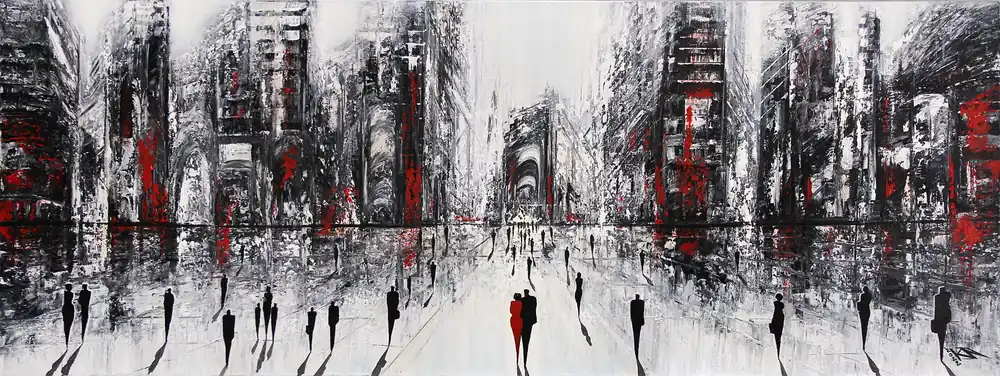 Super-Preis K. Namazi: "Stummfilmszene VIII", originales Acrylgemälde (Unikat) (A)